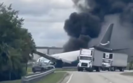 Un avión de carga de Amazon se despistó en Miami: cinco muertos